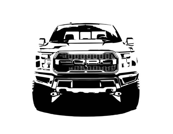 570x440 Ford F150 Raptor Front Bampw Line Drawing Vector Vectorized Etsy