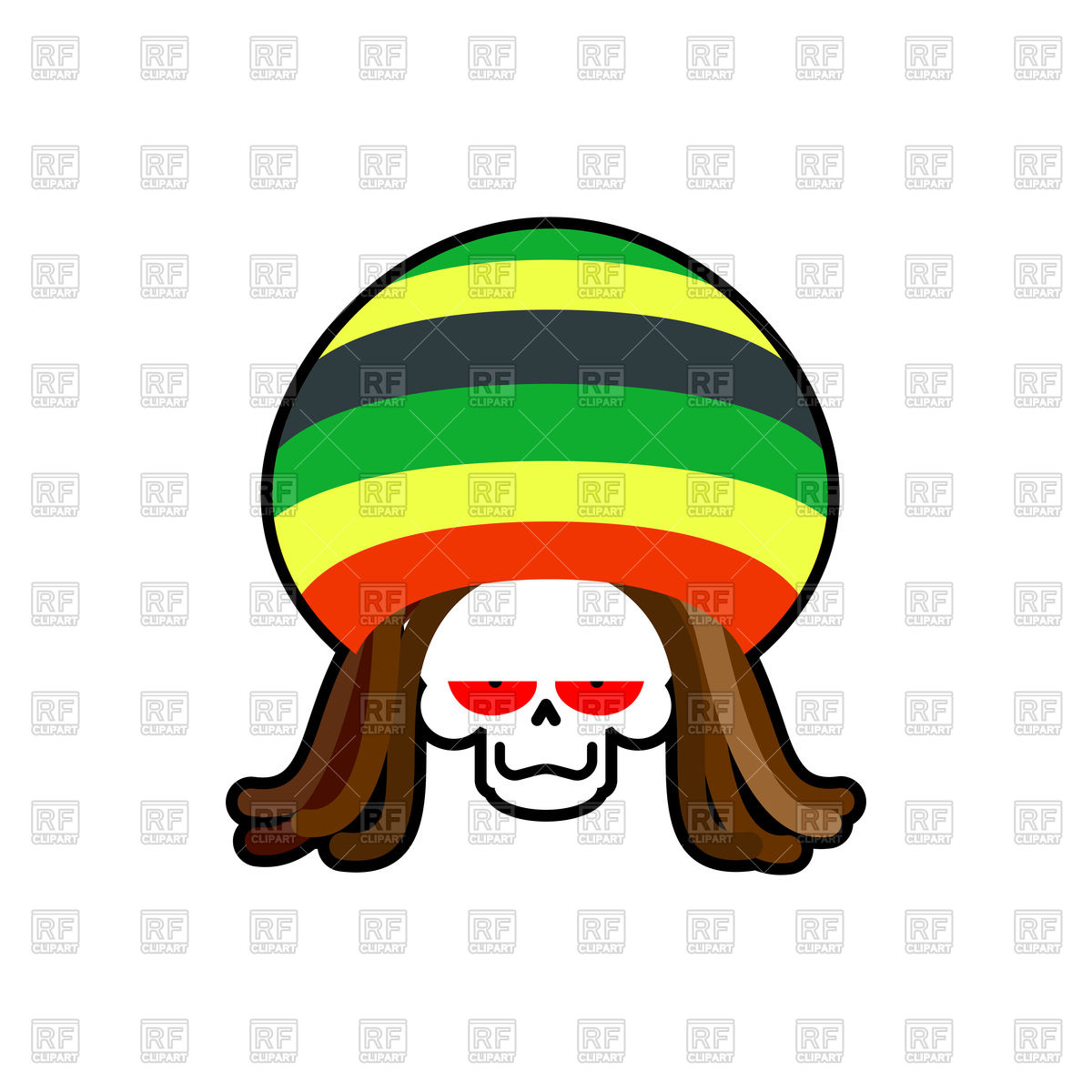 1200x1200 Skull In Rasta Hat With Dreadlocks Vector Image Vector Artwork
