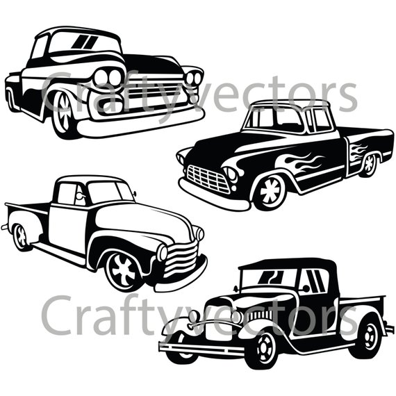 570x570 Hot Rod Trucks Svg Vector Files Etsy