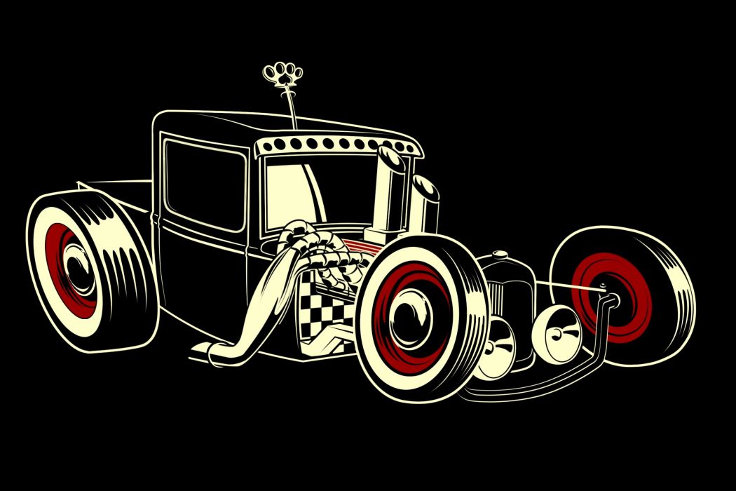 1050x700 Rat Rod Hot Retro Vector Emgine Cartoon Wallpaper 2250x1500