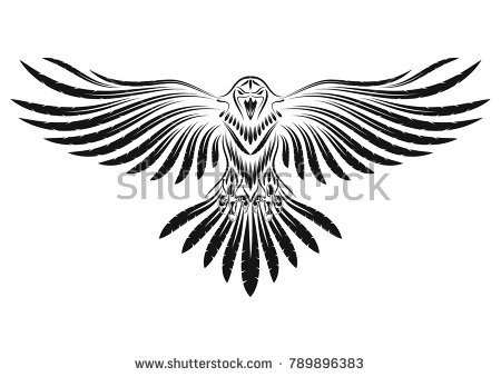 450x339 Drawn Crow Open Wing