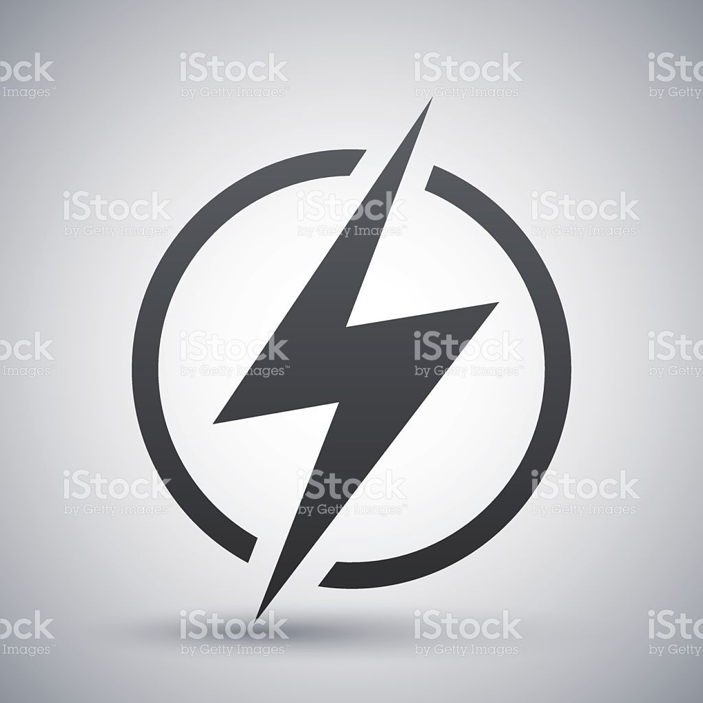 1024x1024 Lightning Icon, Vector On A Gray Background With A Shadow