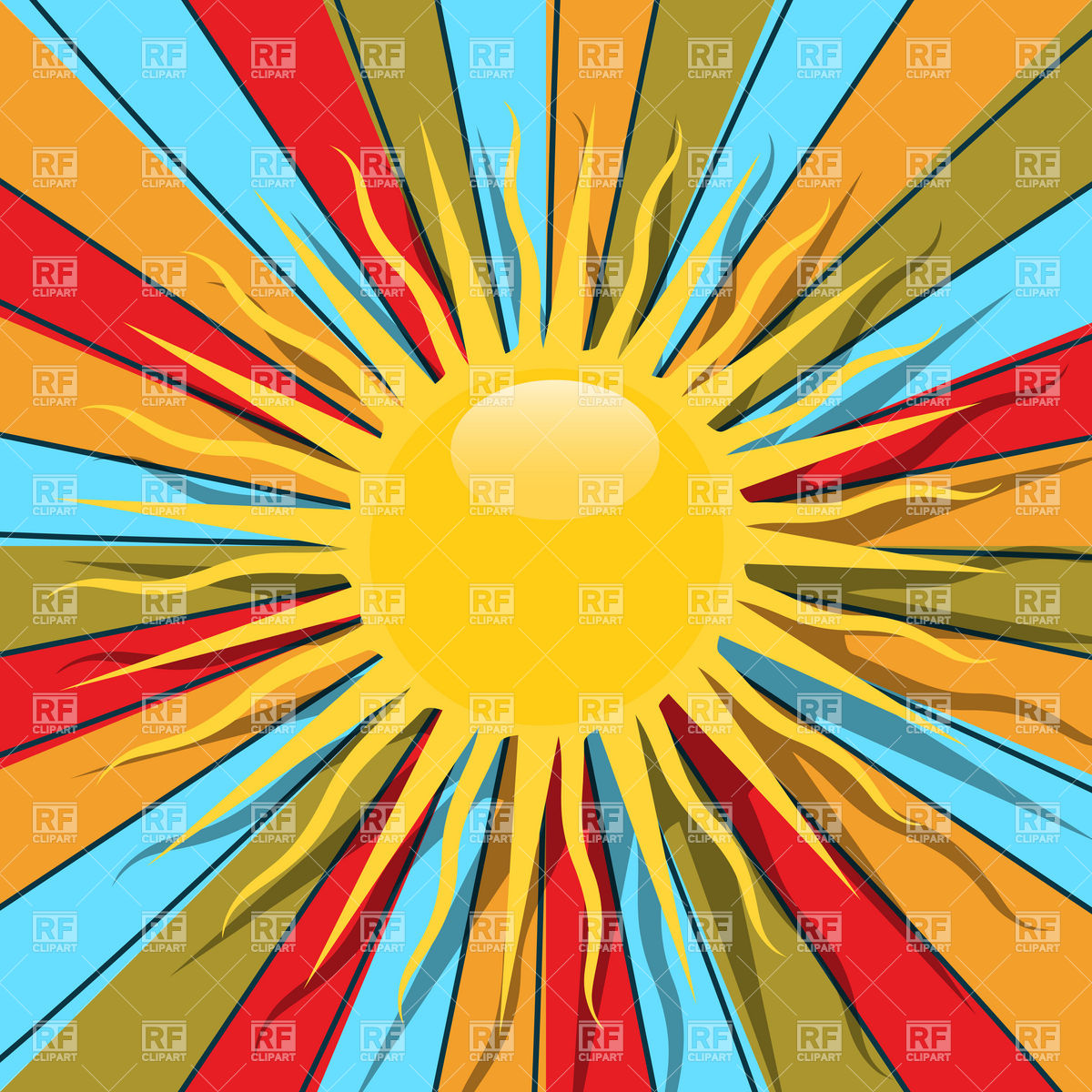 1200x1200 Retro Style Graphic With Sun And Rays Vector Image Vector