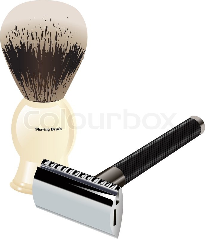 687x800 Shaving Brush And Razor Stock Vector Colourbox