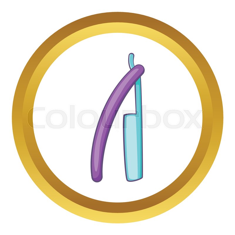 800x800 Bladed Razor Vector Icon In Golden Circle, Cartoon Style Isolated