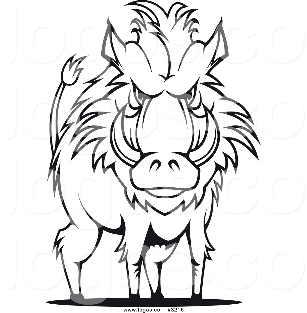 1024x1044 Royalty Free Vector Of A Black And White Razorback Boar Logo By