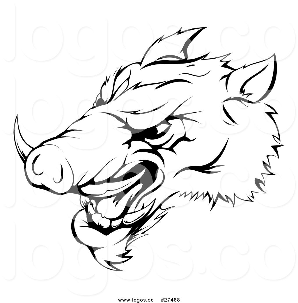 1024x1044 Vector Logo Of A Black And White Tough Razorback Boar Sports
