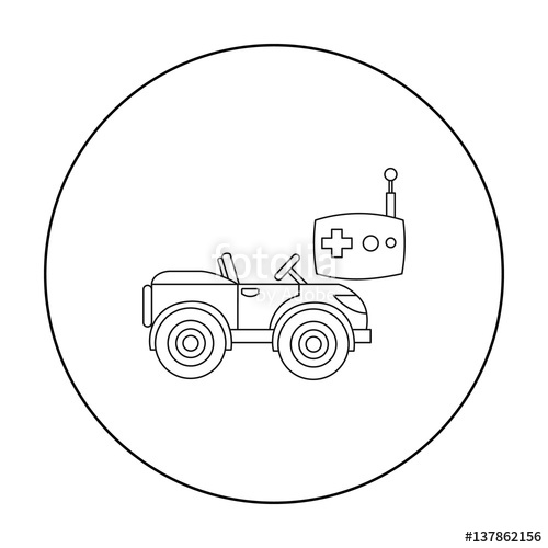 500x500 Rc Car Icon In Outline Style Isolated On White Background. Play