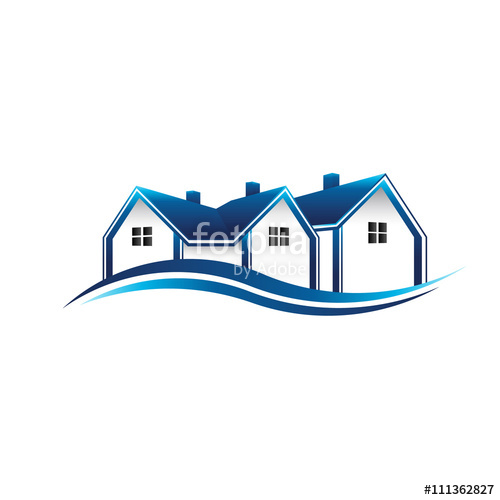 500x500 Houses Real Estate Logo. Vector Graphic Design Stock Image And