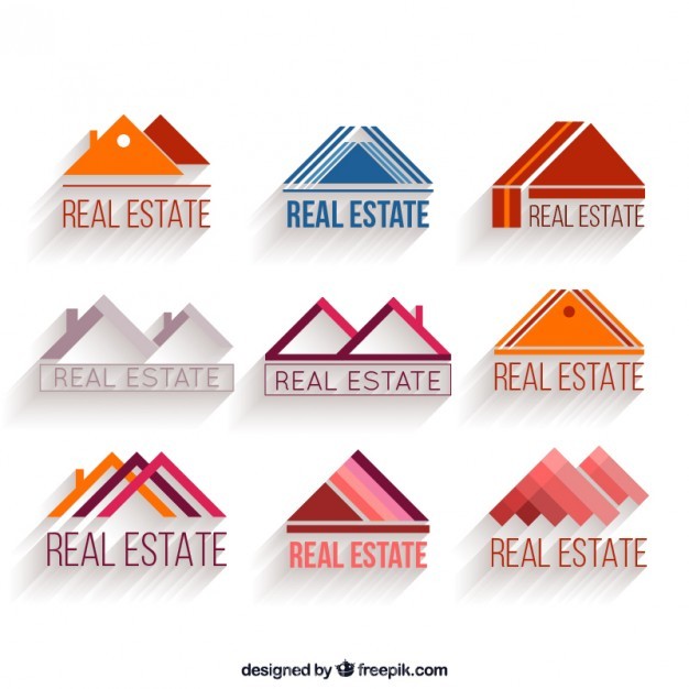 626x626 Ai] Real Estate Logos Triangle Shaped Set Vector Free Download