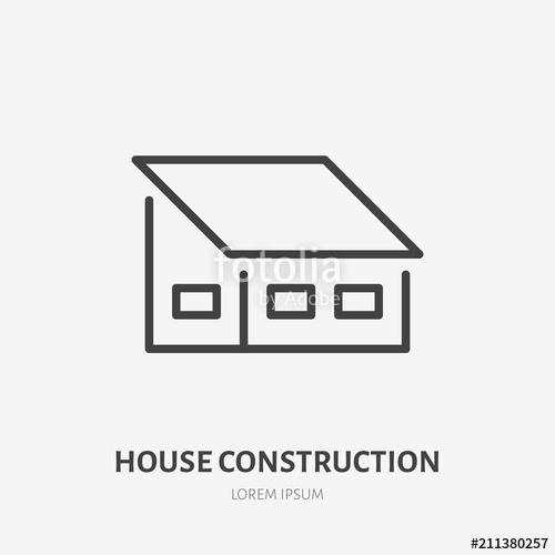 500x500 Country House Flat Line Icon. Real Estate Sign. Thin Linear Logo