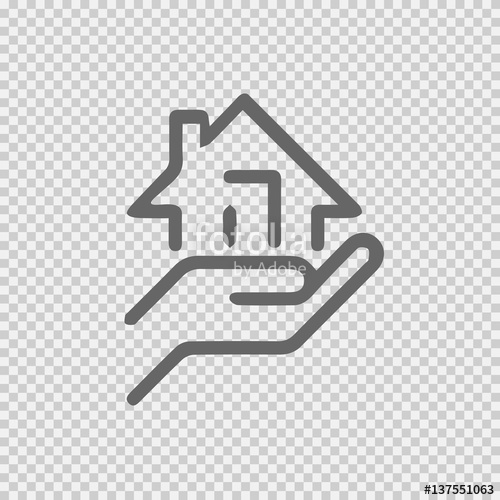 500x500 Hand Holding House Vector Icon On Transparent Background. Real