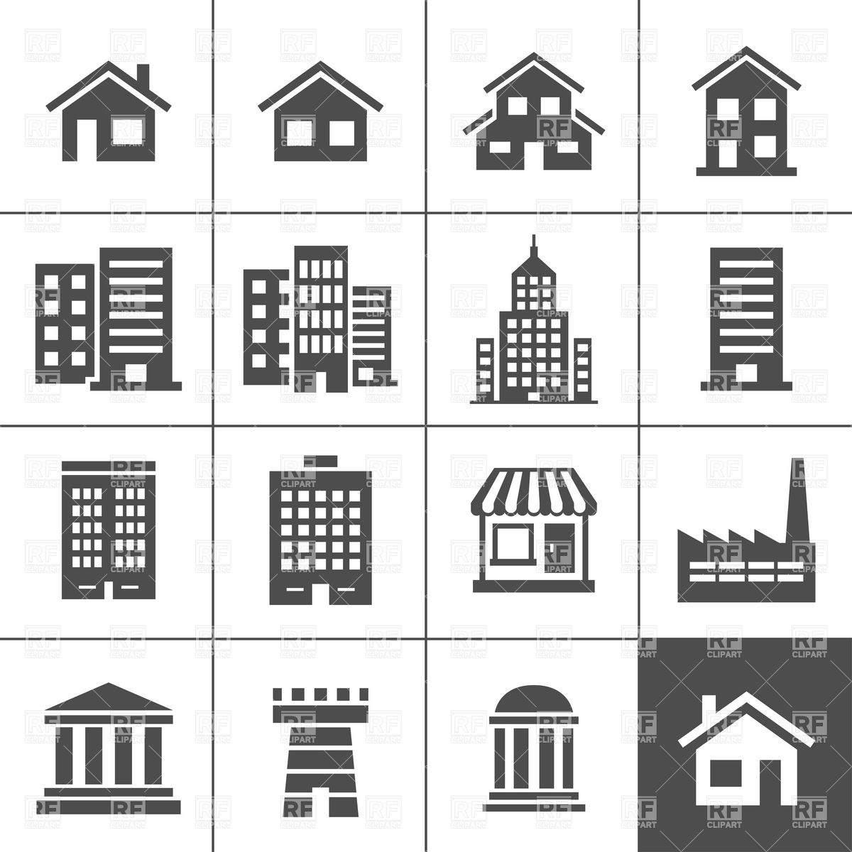 1200x1200 Buildings, Realty And Real Estate Icons Set Vector Image Vector