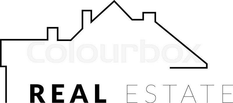 800x354 Real Estate Vector Logo With Silhouette House And The Roof Stock