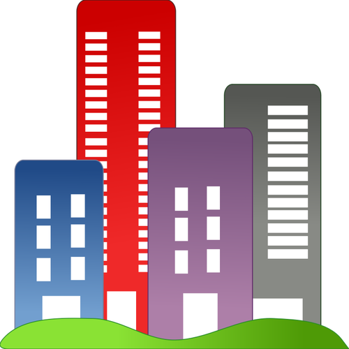 500x500 Vector Graphics Of Real Estate Colorful Buildings Public Domain