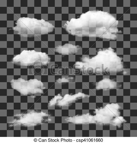 450x470 Set Of Transparent Different Clouds. Set Of Transparent Realistic