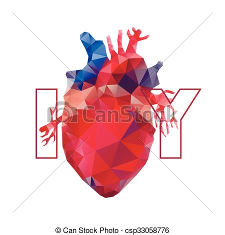 450x470 Realistic Polygonal Heart. Anatomy Collection