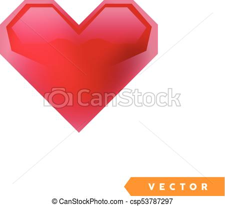 450x412 Realistic Red Valentine Heart. Vector Illustration.