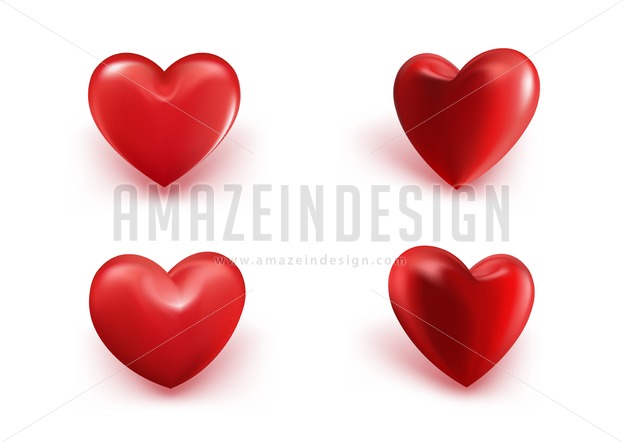 623x442 Sets Of Realistic Hearts Vector Illustration