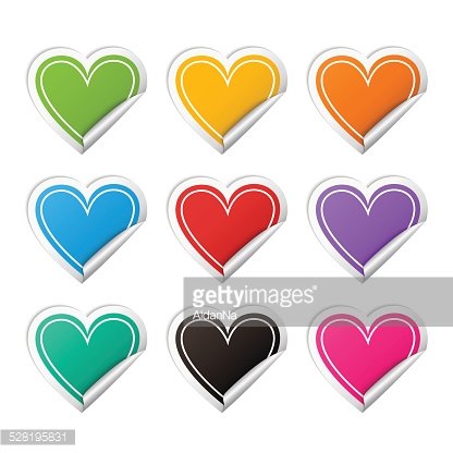 416x416 Vector Realistic Heart Colorful Sticker Set Premium Clipart