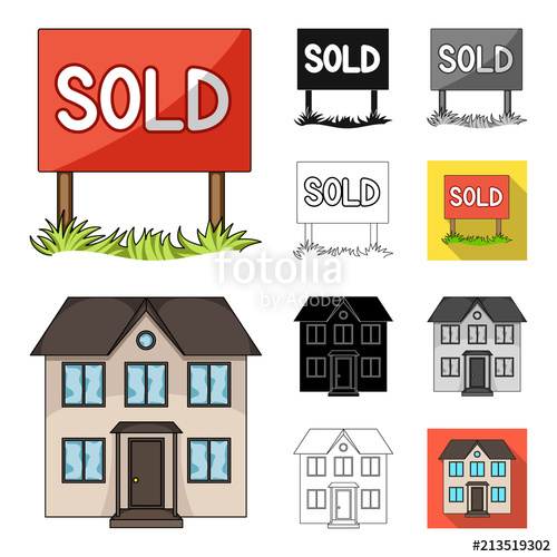 500x500 Realtor, Agency Cartoon,black,flat,monochrome,outline Icons In Set
