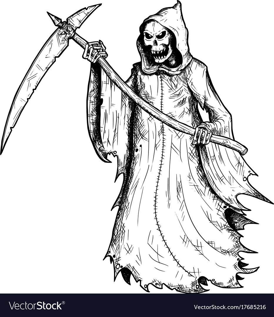 932x1080 Hand Drawing Of Halloween Grim Reaper Vector 17685216 Drawings 8