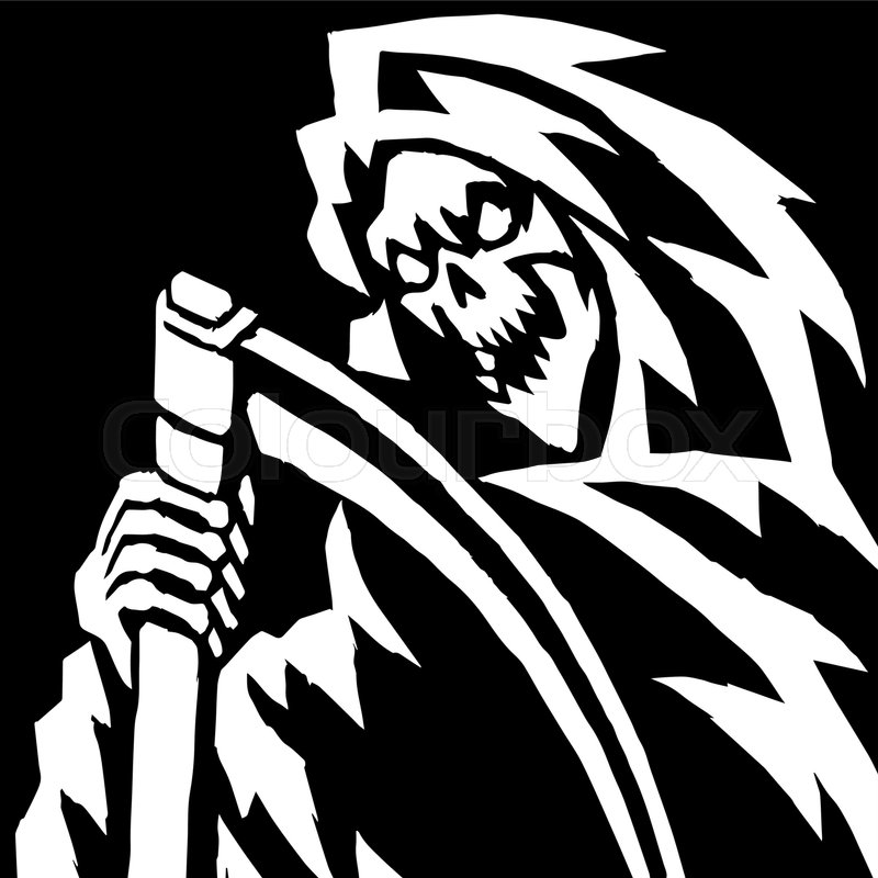 800x800 Scary Grim Reaper Vector Illustration. Spooky Apocalypse Demon