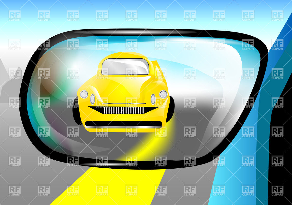 1200x845 Yellow Car In The Rear View Mirror Vector Image Vector Artwork