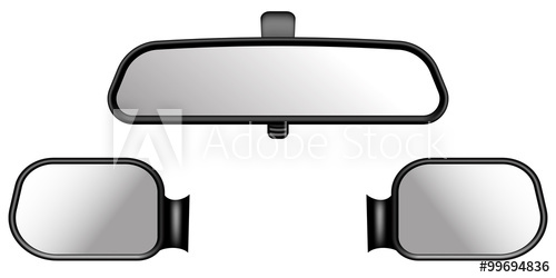 500x250 Set Of Car Mirrors. On White Background
