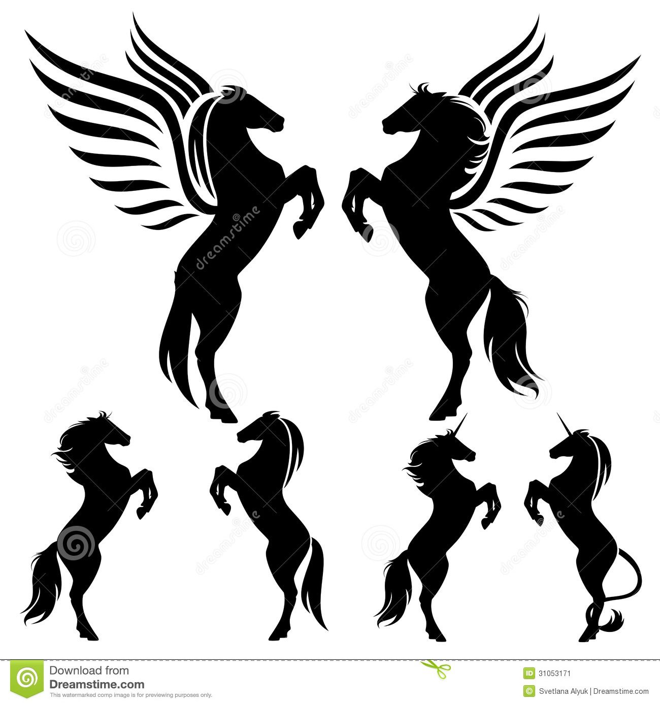 1300x1389 Rearing Up Horses Vector Collection