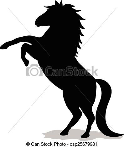 396x470 Vector,silhouette Of A Rearing Up Horse Isolated On White Background.