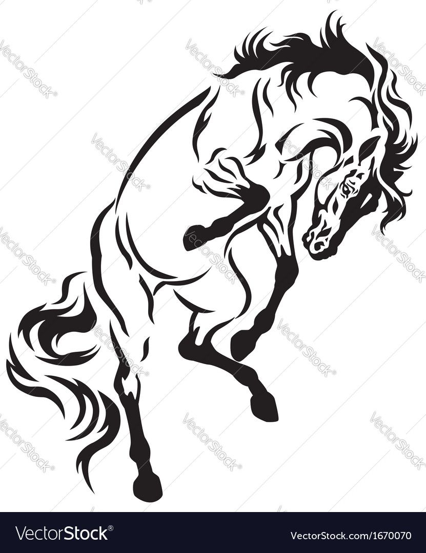 831x1080 Rearing Horse Tattoo Black And White Illustration. Download A Free