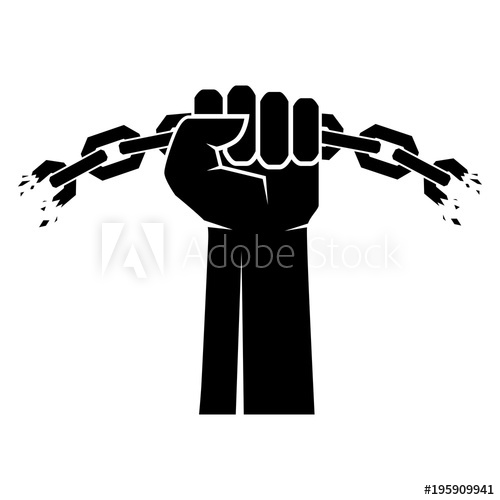 500x500 Breaking Chain Protest, Rebel Vector Poster. Human Hands And