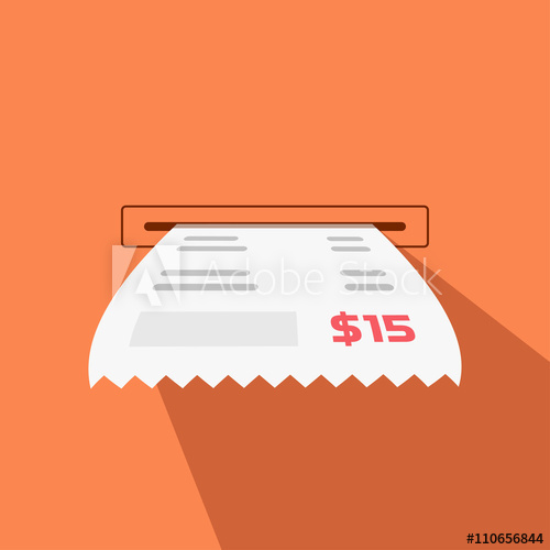 500x500 Paper Receipt Vector Illustration From Cash Machine Slot, Invoice