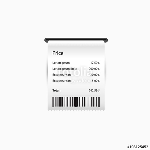500x500 Sales Receipt. The Printed Receipt. Vector Stock Image And
