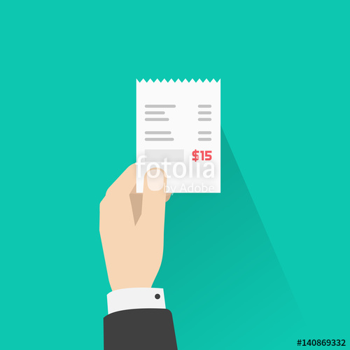 500x500 Hand Holding Paper Receipt Vector Illustration, Flat Style Person