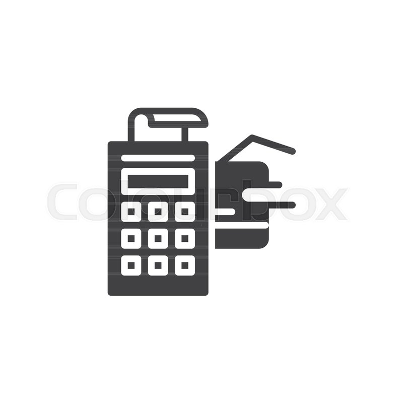 800x800 Pos Terminal With Credit Card And Receipt Vector Icon. Filled Flat