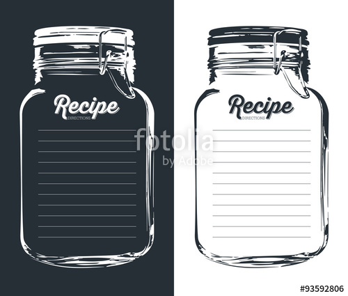 500x425 Mason Jar With Hook Recipe Card And Lines. Template. Vector Design