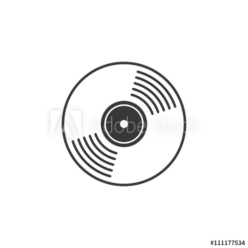 500x500 Vinyl Record Vector Icon, Compact Cd Disk, Dvd Disc Gramophone