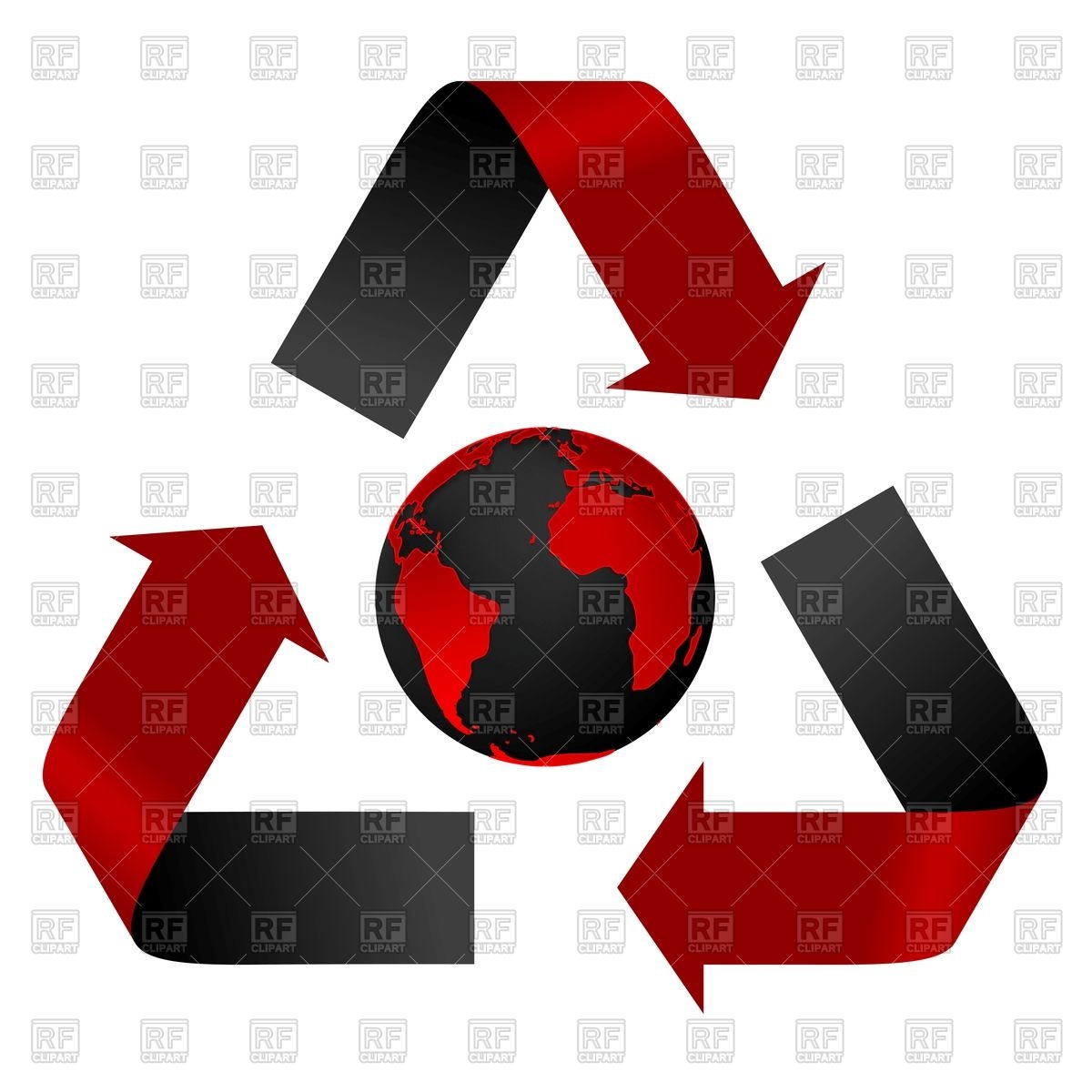 1200x1200 Red And Black Recycle Logo And Globe Vector Image Vector Artwork