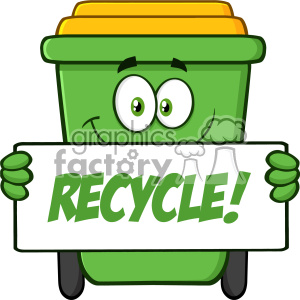 300x300 Royalty Free Smiling Green Recycle Bin Cartoon Mascot Character