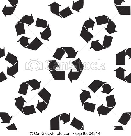 450x470 Recycle Symbol Icon Seamless Pattern On White Background. Vector