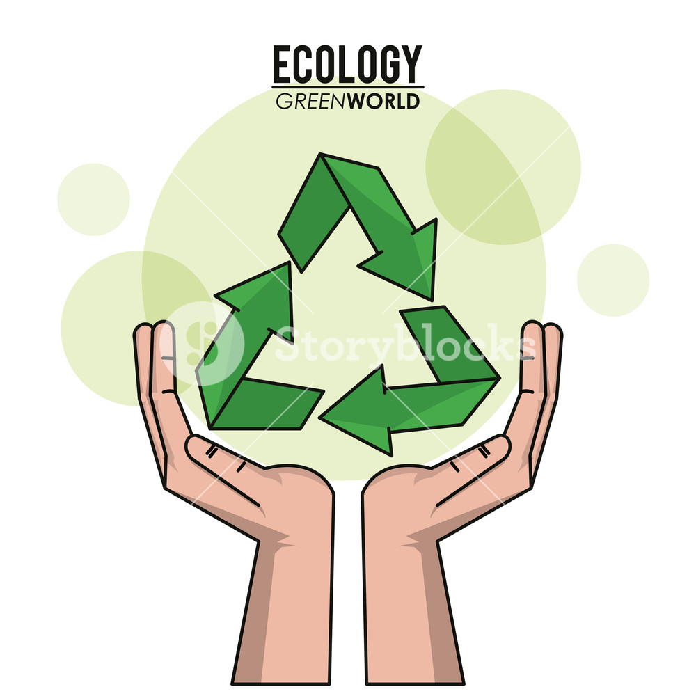 1000x1000 Ecology Green World Hand Recycle Symbol Vector Illustration