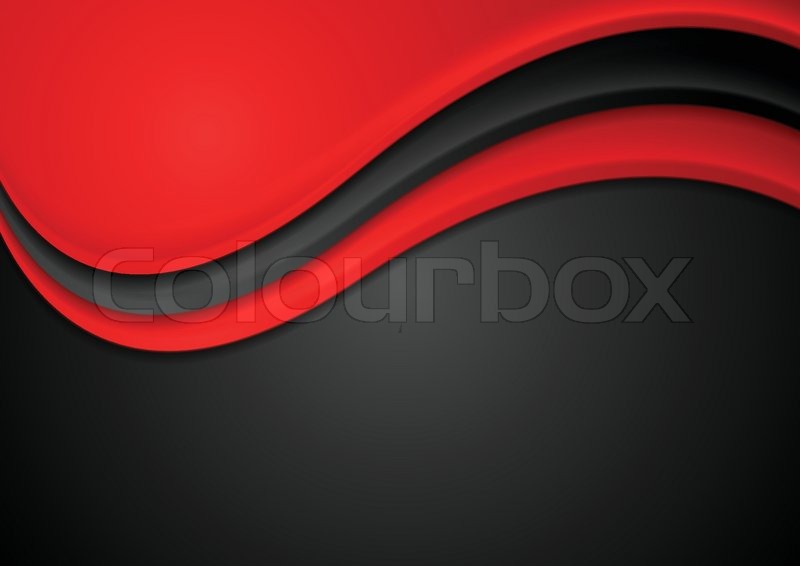 800x566 Abstract Red And Black Wavy Background. Vector Design Stock
