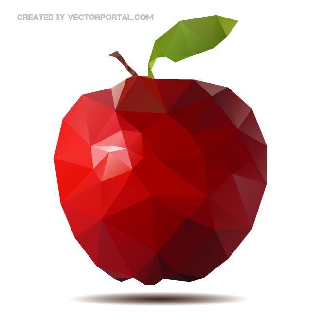660x660 Red Apple Polygonal Free Vector 123freevectors