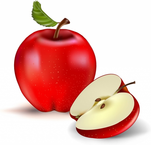 600x576 Red Apple And Half Free Vector In Adobe Illustrator Ai ( .ai
