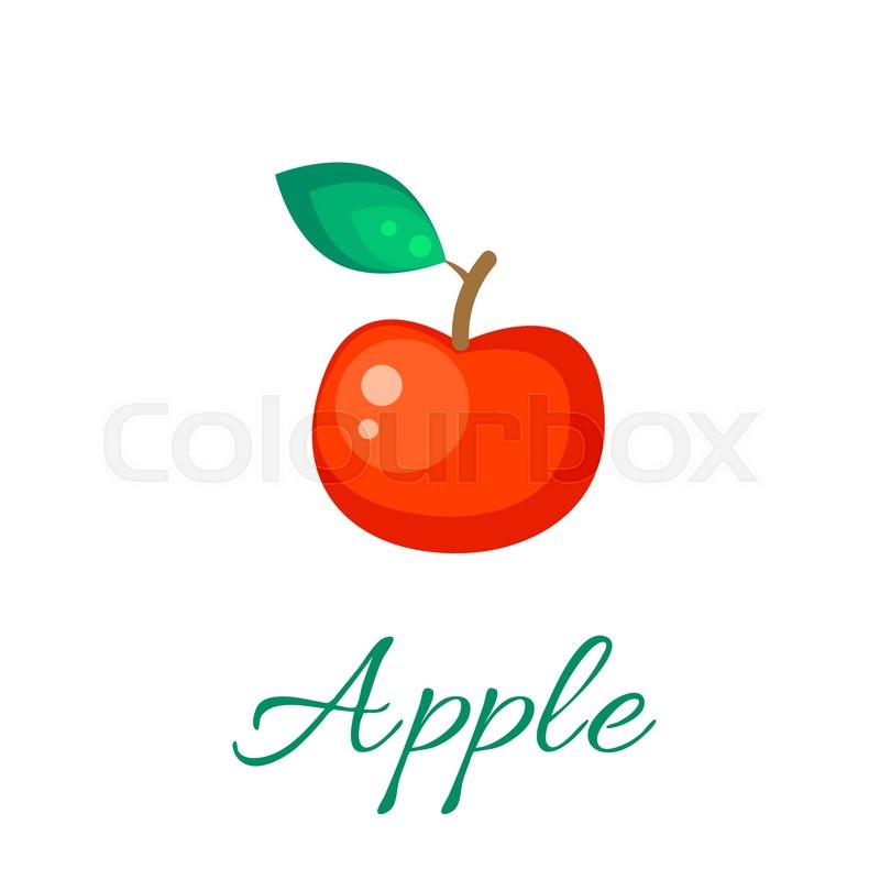 800x800 Red Apple Isolated Vector Icon. Apple Fruit On Branch With Leaf