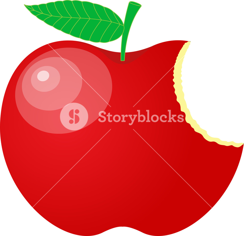 1000x968 Eaten Red Apple Vector Royalty Free Stock Image