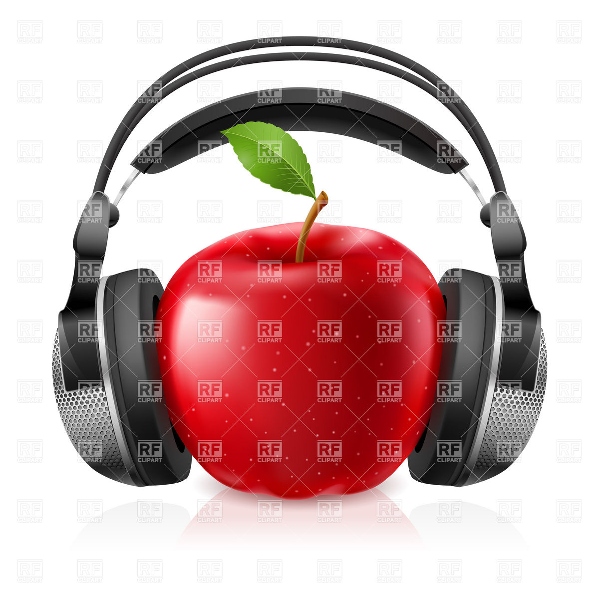 1200x1200 Headphones And Red Apple Vector Image Vector Artwork Of Food And