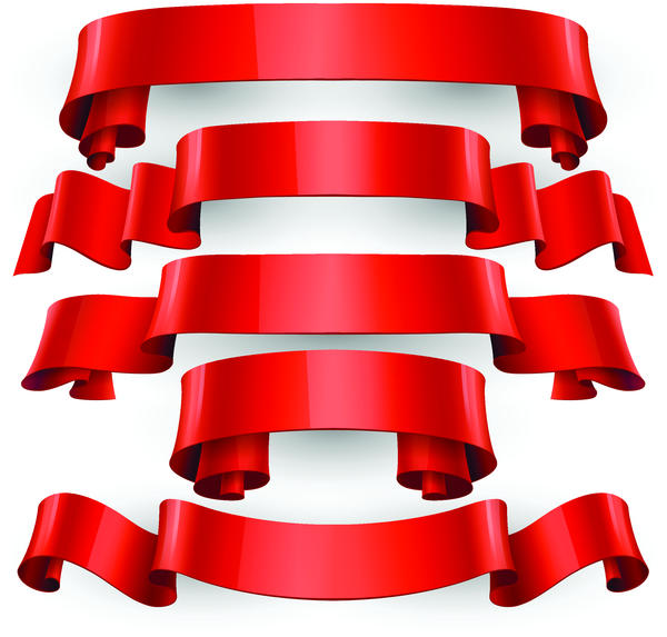 600x573 Red Banner With Ribbon Vector 01 Free Download